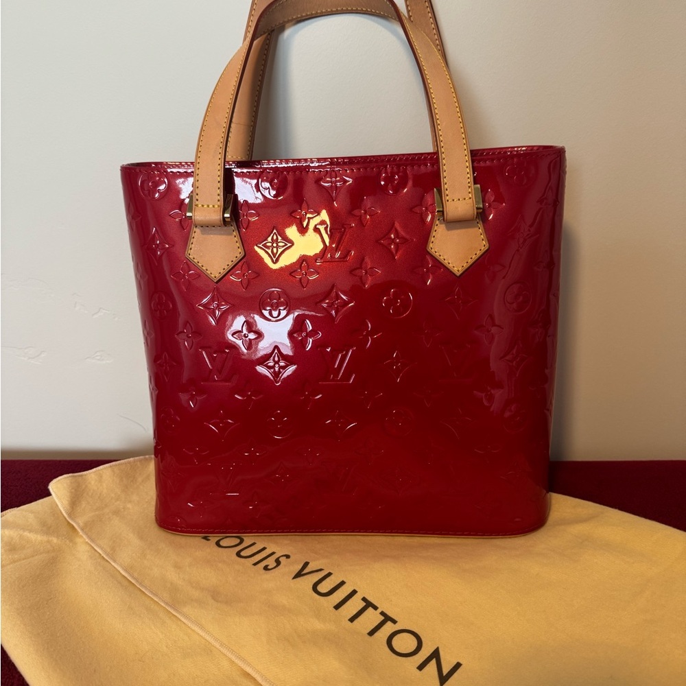 Louis Vuitton Red Vernis Tote with Monogram Embossing